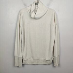 Alo‎ Yoga Hazy Mock Neck Pullover Sweatshirt Womens Large Off-White Fuzzy Plush